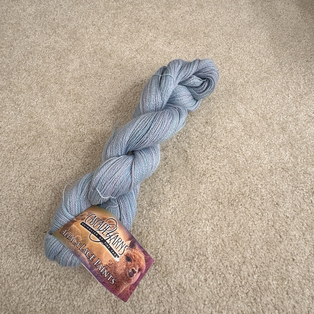 Cascade Alpaca Lace Paint Yarn, Blue, 100% Baby‎ Alpaca, Lt Ocean Blue,